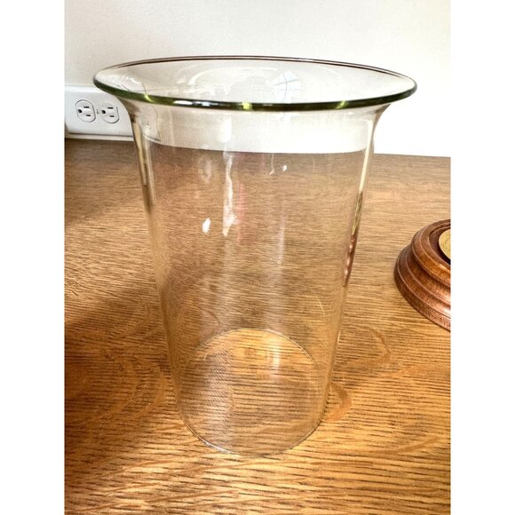 Vintage Hurricane Candle Holder With Brass Base & Glass Shade  8" Tall - Picture 7 of 10